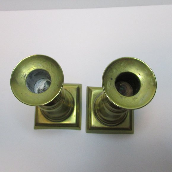 vintage brass push up candle stick holders set of 2 - Picture 9 of 13